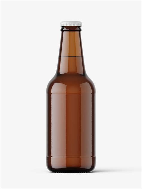 Download 330ml Beer Bottle with Amber Ale Mockup